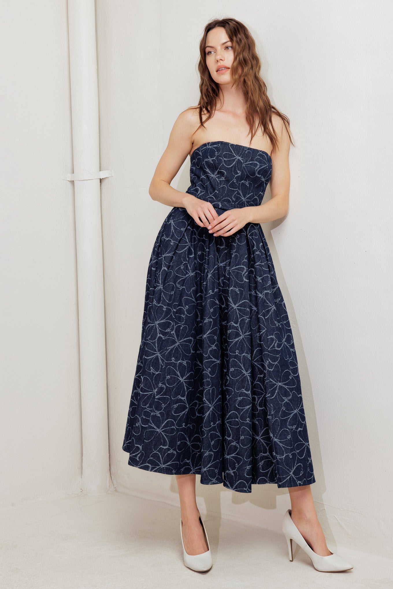 MOONDUST GARDEN DENIM MIDI DRESS Flying Tomato